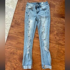 Mind Code Womens Ripped Jeans